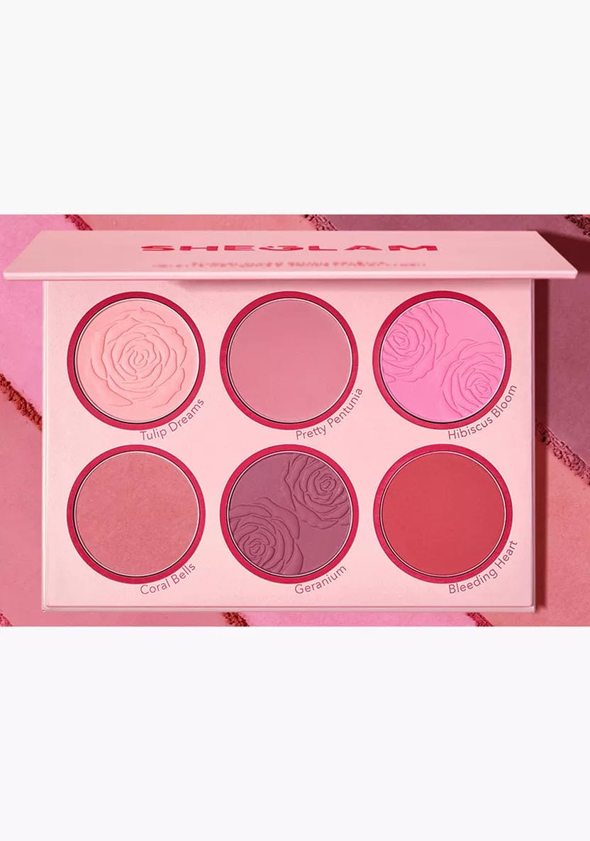 Floral Flush Blush Palette 6-Color Pressed Powder Blush Palette High Pigment Non-Fading Long Lasting Natural Matte Lightweight Blusher Default Title / female
