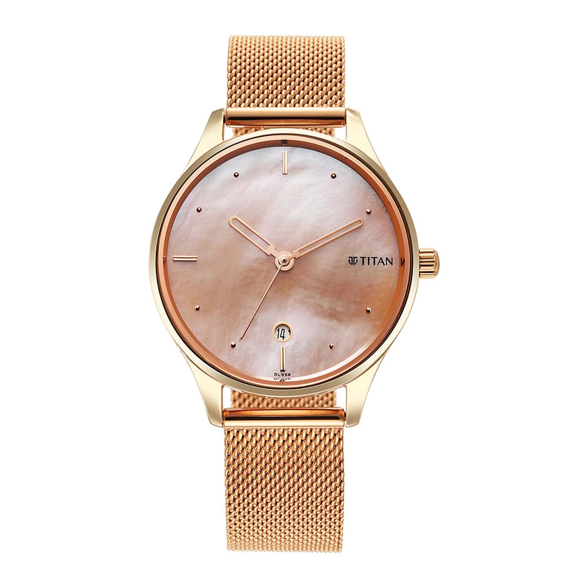 Pastel Dreams Pink Mother of Pearl Dial Metal Strap Watch