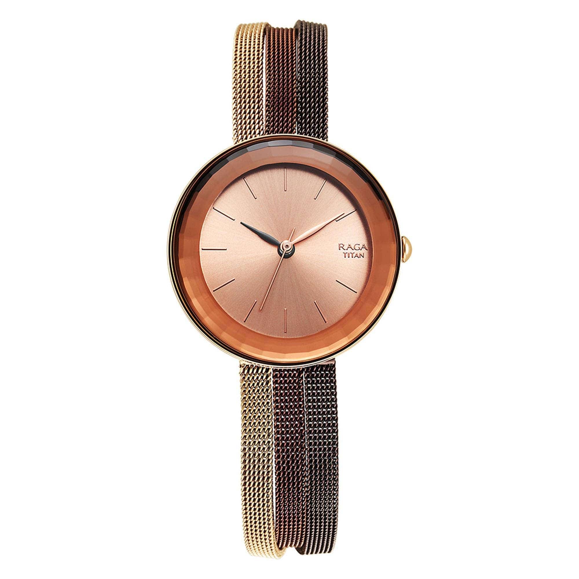 Raga Delight Rose Gold Dial Stainless Steel Strap Watch