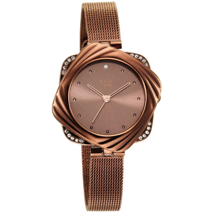 Raga Moments of Joy Watch with Brown Dial & Brass Strap