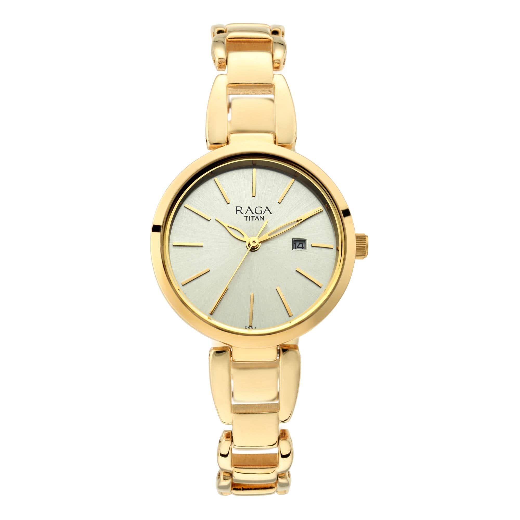 Raga Viva Golden Dial Metal Strap Watch