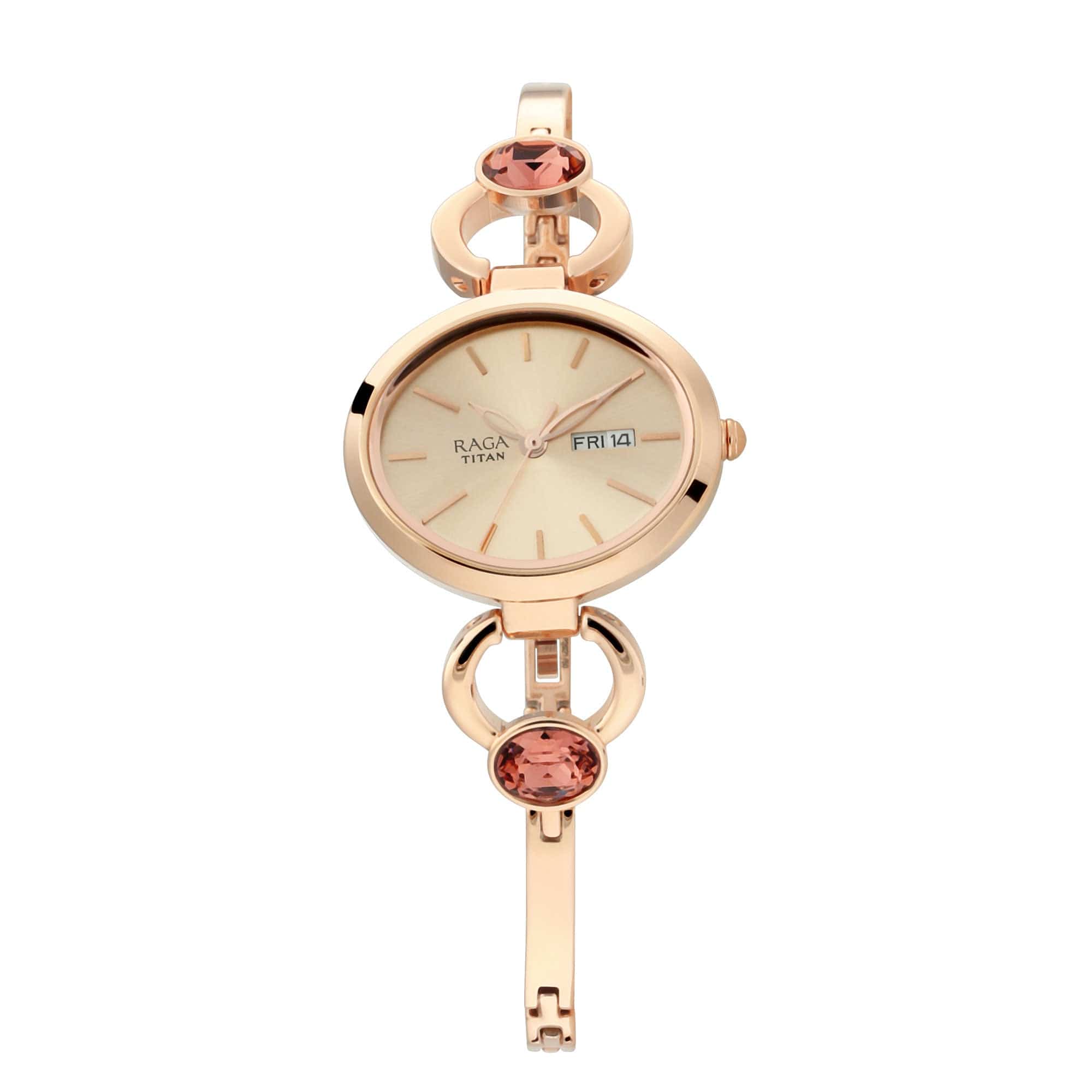 Raga Viva Rose Gold Dial Metal Strap Watch