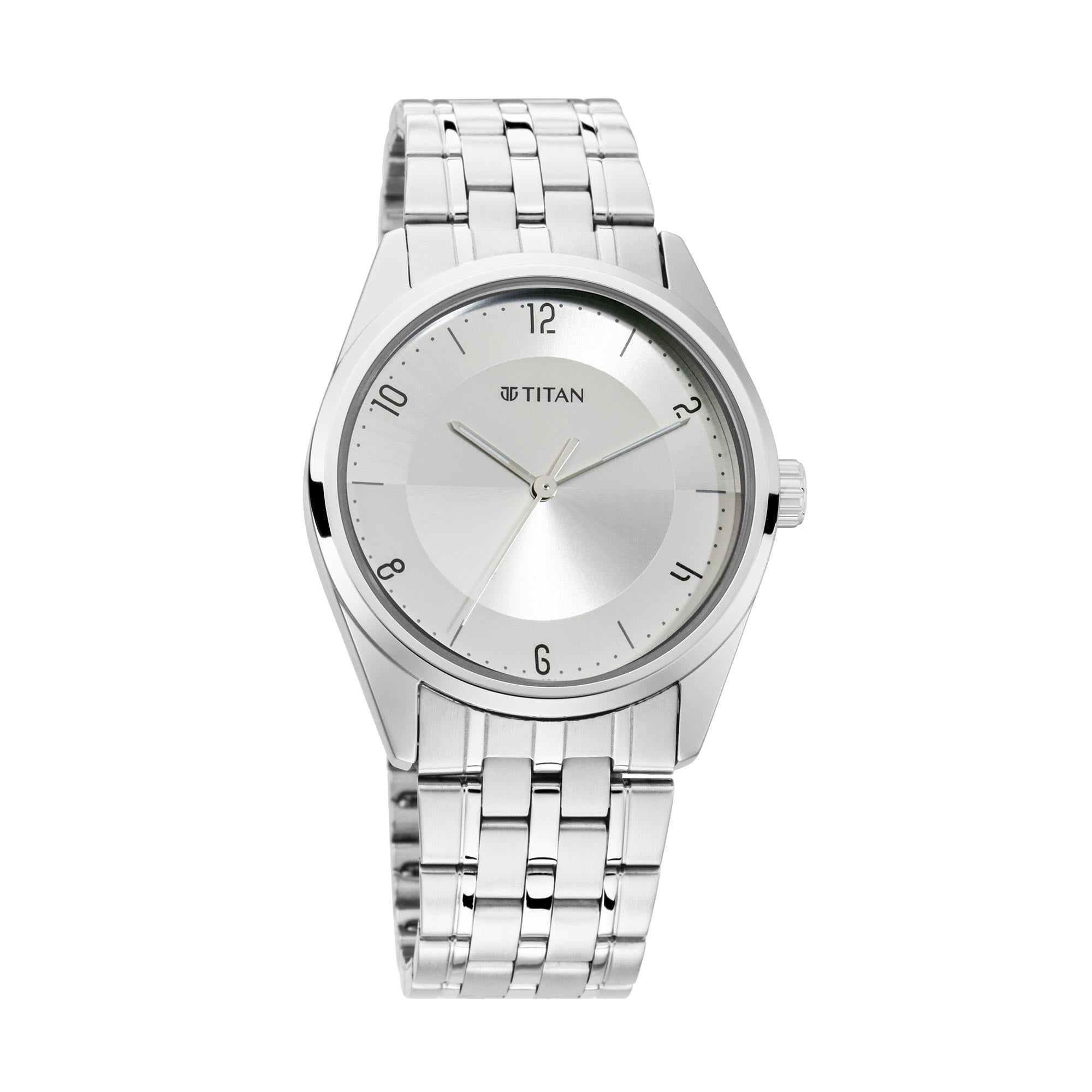 Workwear Watch with Silver white Dial & Metal Strap