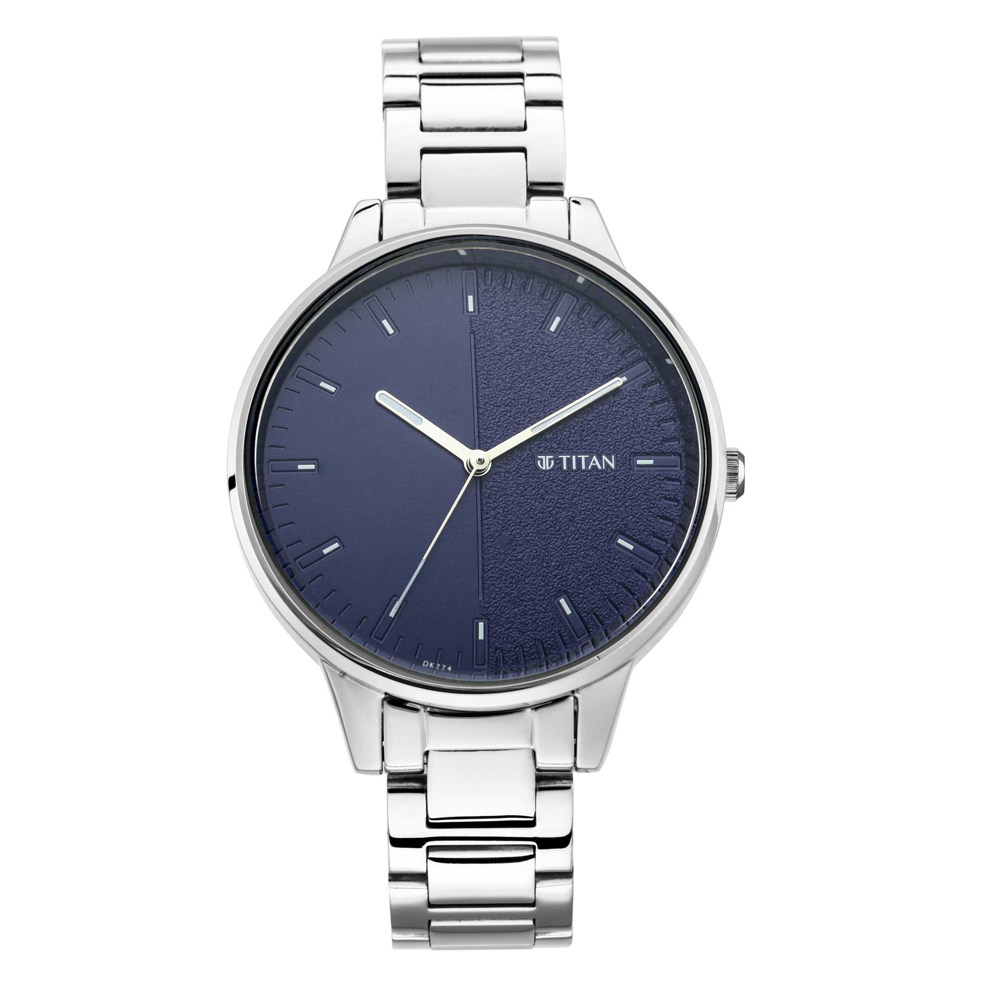 Workwear Watch with Blue Dial Metal Strap