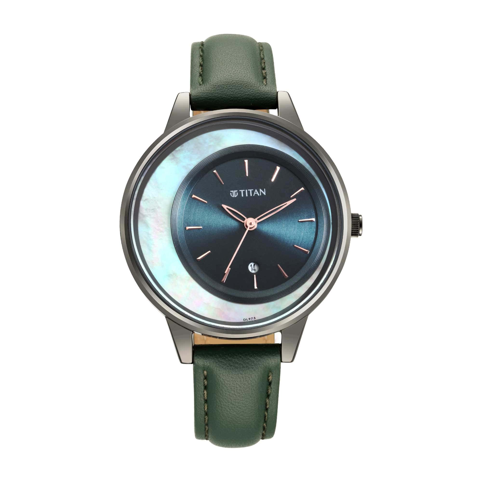 Crescent Green Dial Leather strap watch