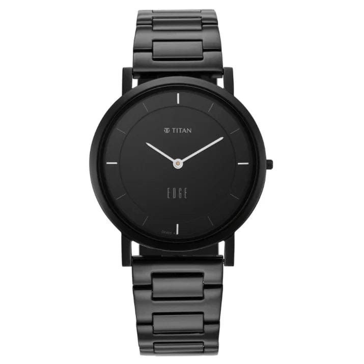 Edge Black Dial Metal Strap Watch