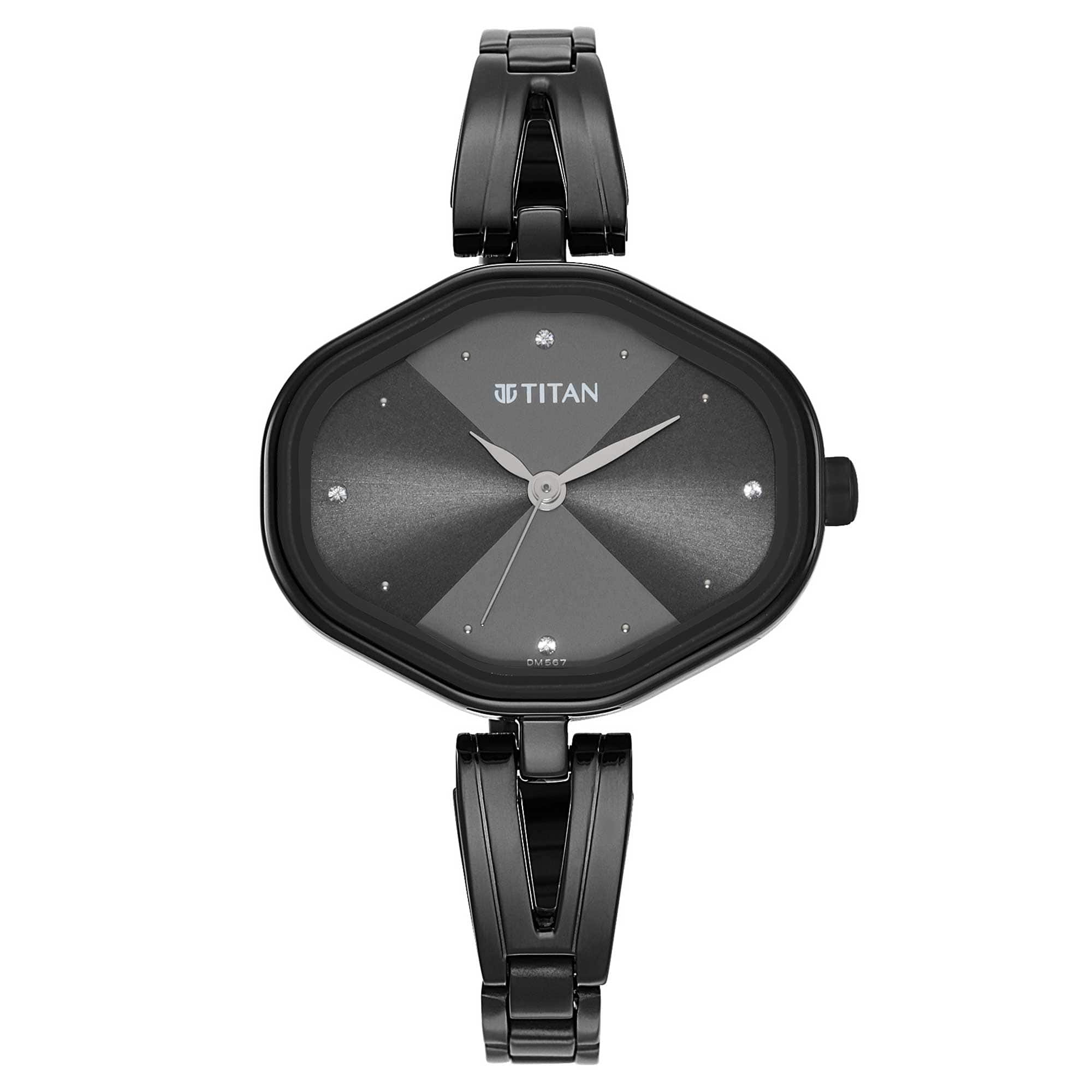 Ladies Karishma Black Dial Metal Strap Watch