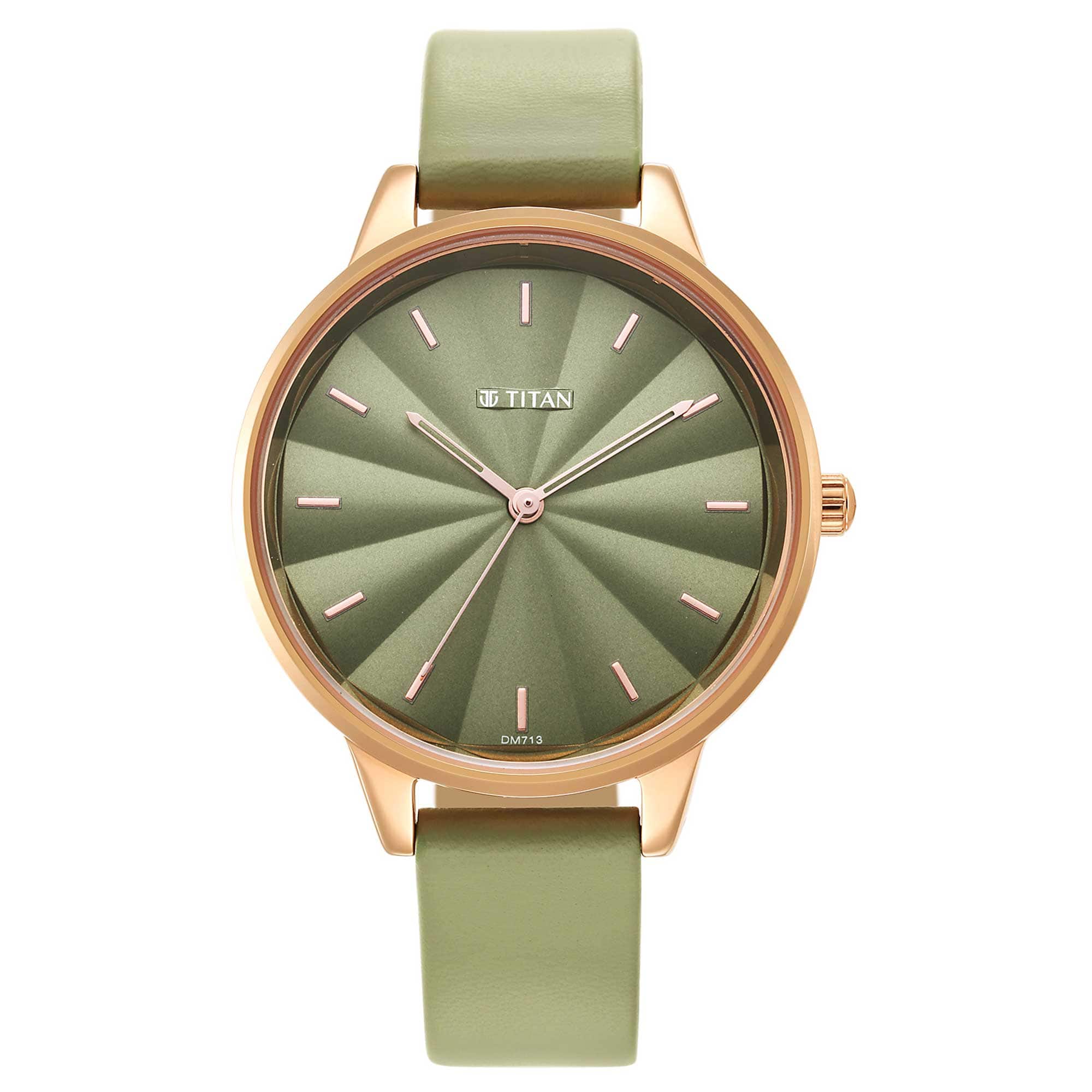 Neo Green Dial Leather Strap Watch for Women