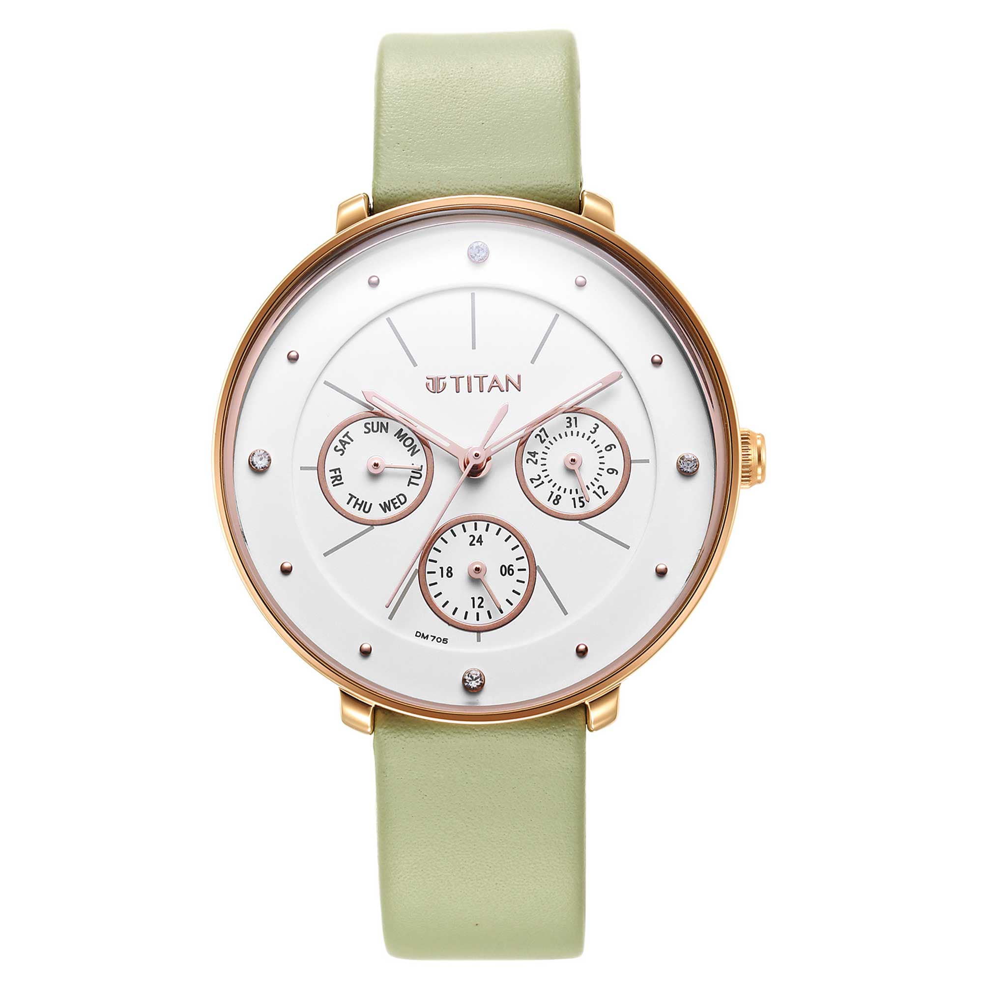 Neo White Dial Leather Strap Watch for Women