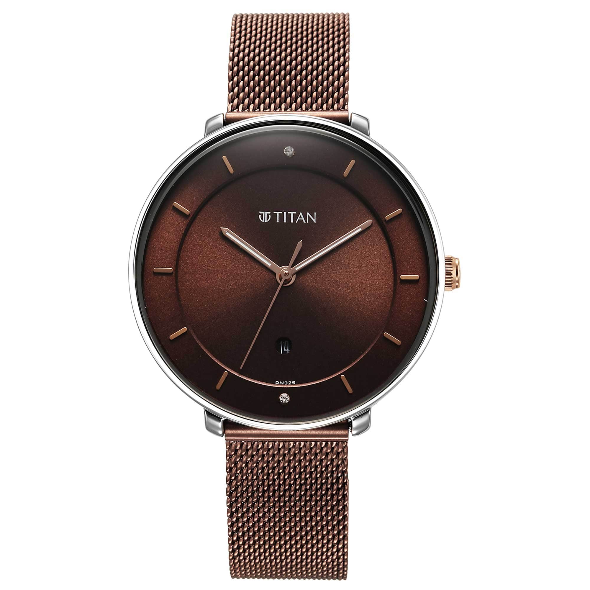 Noir Brown Dial Metal Strap Watch