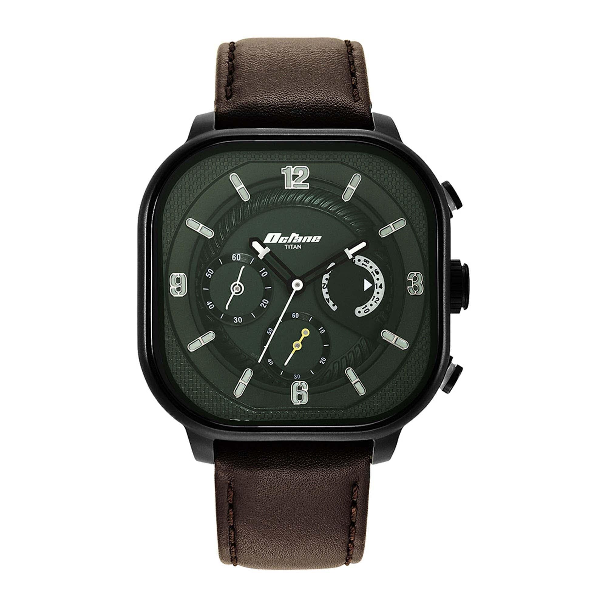 Octane Aerobatics Green Dial Leather Strap Watch