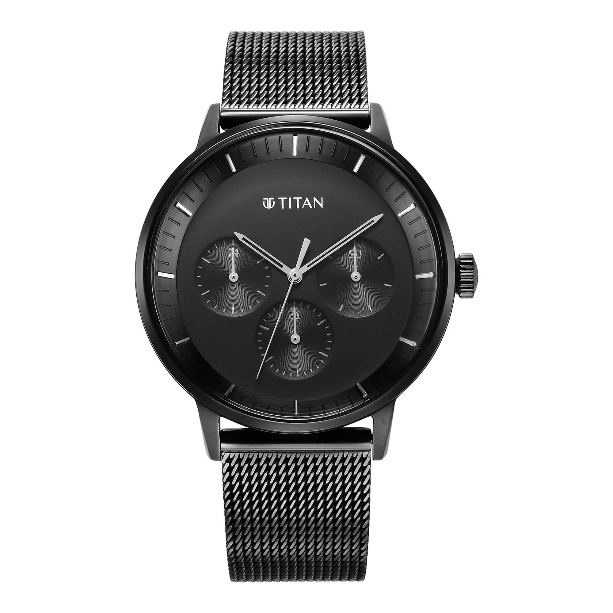 Titan Modern Classics Black Dial Multi Stainless Steel Strap watch for Men