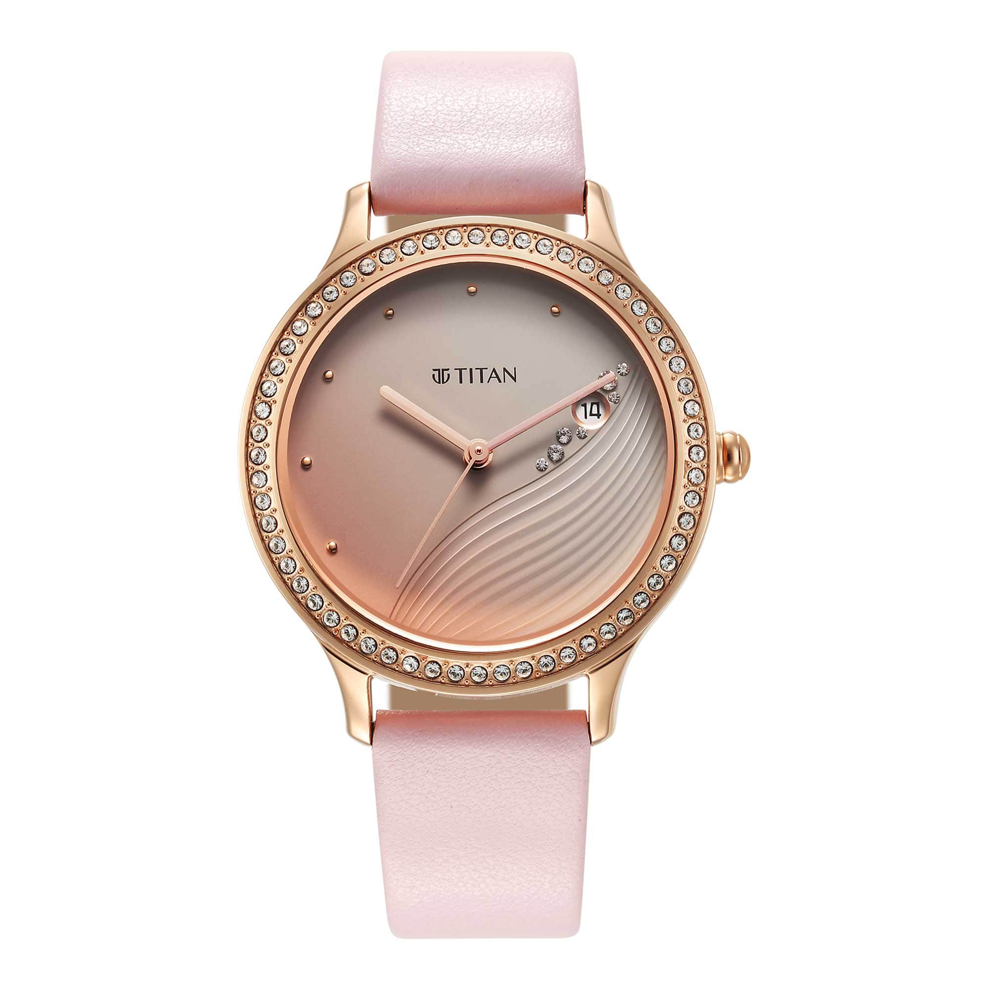 Titan Purple Glam It Up Pink Dial Analog Strap Watch for Women