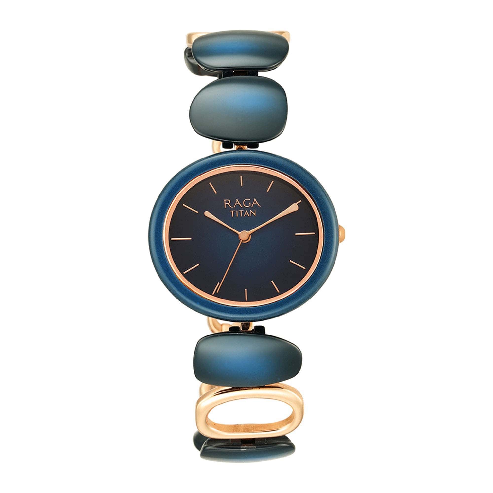 Titan Raga Ceramics Blue Dial Metal Strap Watch