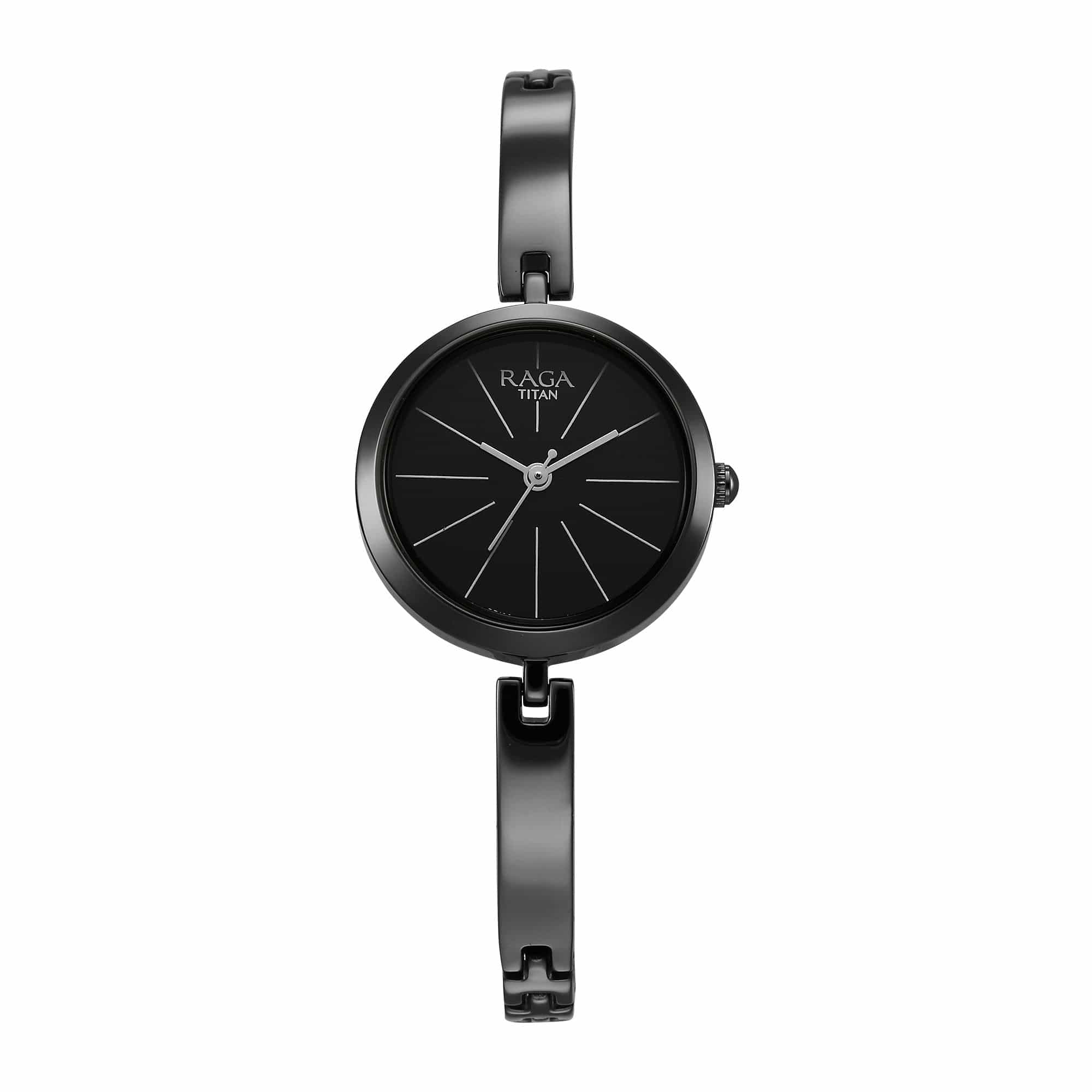 Titan Raga Viva Quartz Analog Black Dial Grey Metal Strap Watch for Women