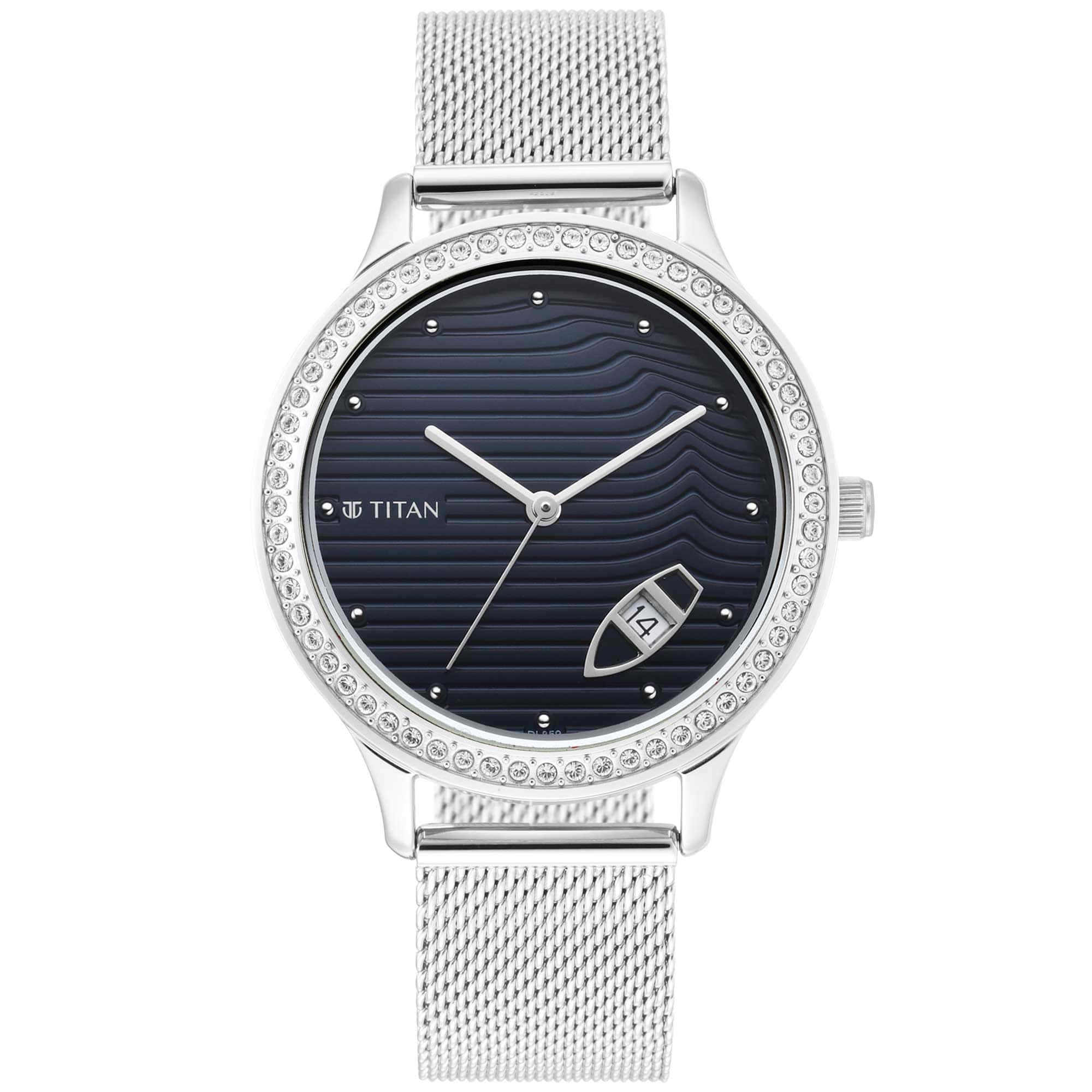 Titan Wander Dark Blue Dial Metal Strap Watch