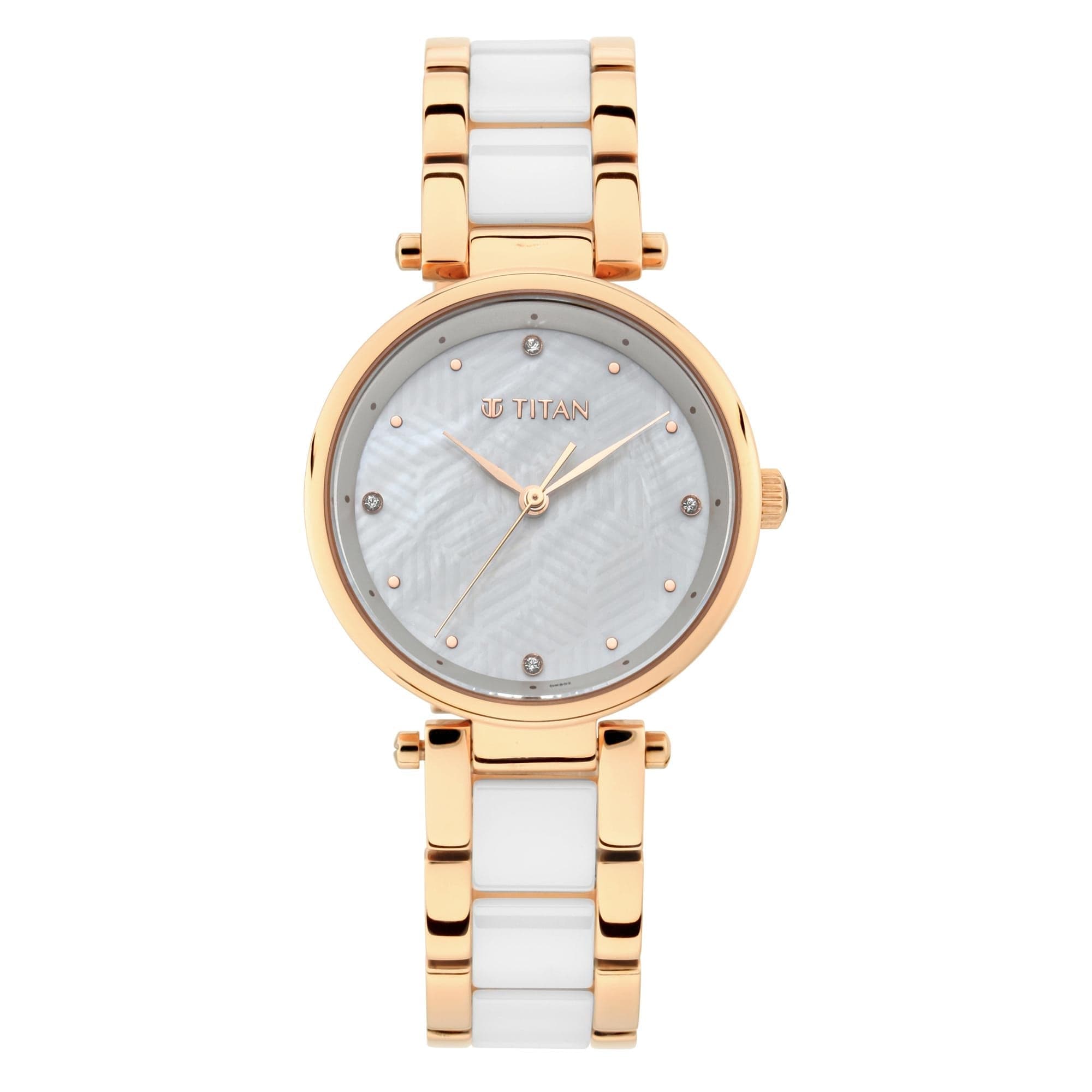 White Mother-of-Pearl Dial Ceramic & Metal Strap Watch