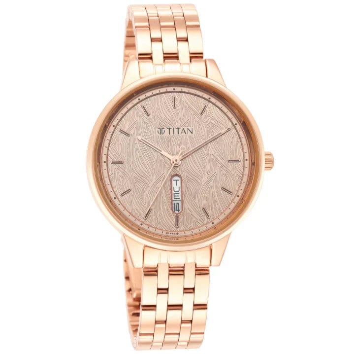 Workwear Rose Gold Dial Red Stainless Steel Strap Watch